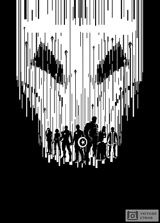 Черно-белый арт к фильму Мстители