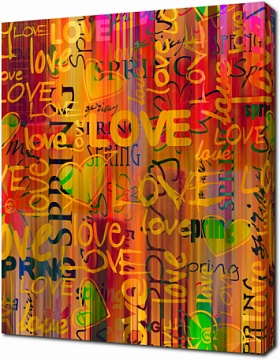 Разноцветный фон с надписью любовь