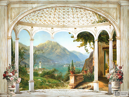 Купольная арка с видом на восхитительный пейзаж