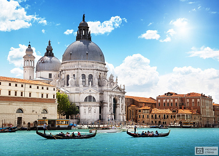 Фотообои Гондолы на фоне собора. Венеция. Италия