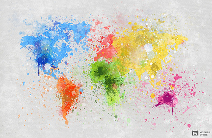 Нарисованная красками карта мира