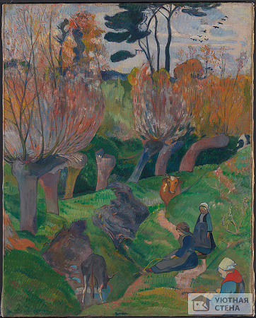 Поль Гоген - Пейзаж с женщинами и коровами