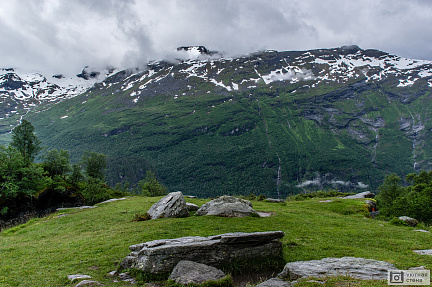 Фотообои Камни на альпийском лугу