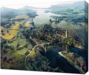 Пейзаж с замком из игры Ведьмак