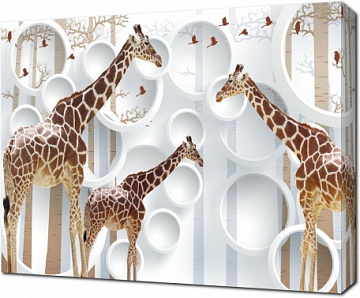 Жирафы на фоне декоративных кругов