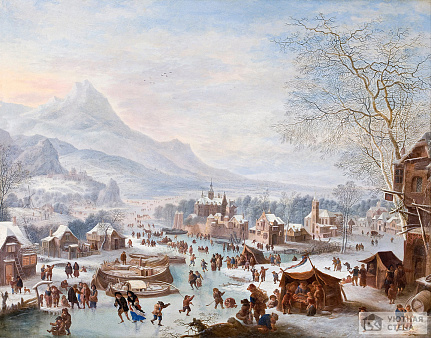 Джон Гриффир — Зимний пейзаж с конькобежцами