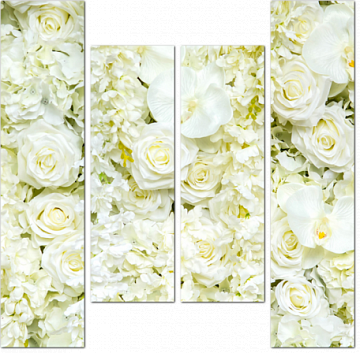 Фон с белыми розами и орхидеями