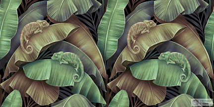 Удивительные хамелеоны на банановых листьях