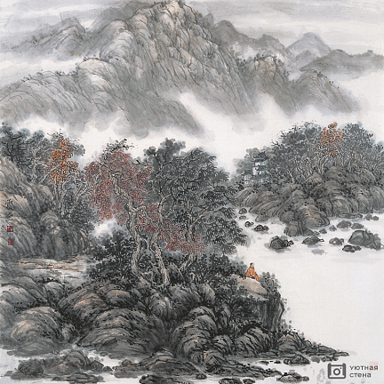 Китайская акварель с изображением гор