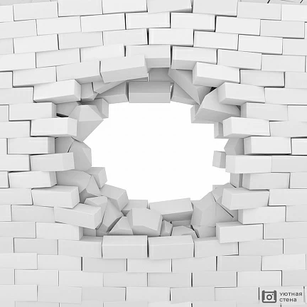 Белая пробитая 3D стена