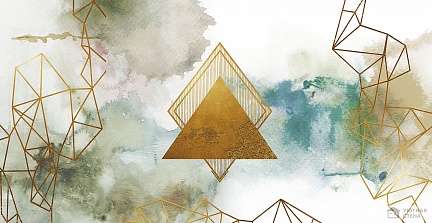 Золотой треугольник на акварельном фоне