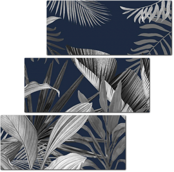 Графичные тропические листья на темном фоне
