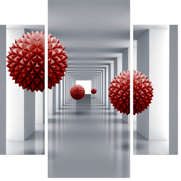 Туннель с красными 3D шарами