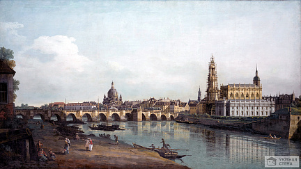 Джованни Антонио Каналь — Дрезден с правого берега Эльбы ниже моста Августа