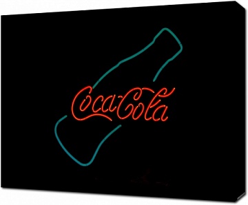 Неоновая вывеска Кока-кола на черном фоне
