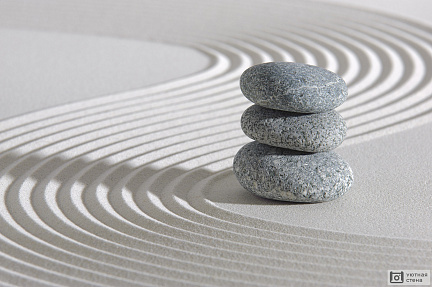 Японский дзен сад с камнями в песке