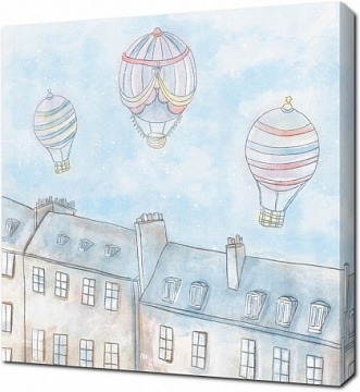 Три воздушных шара над домами