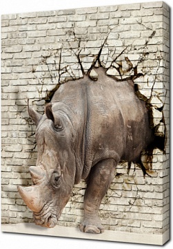 Носорог врывающийся сквозь стену