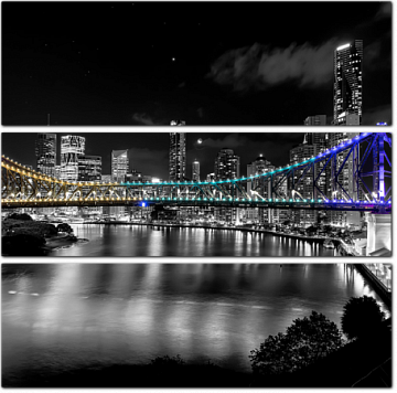 Разноцветные огни моста ночного Брисбена, Австралия