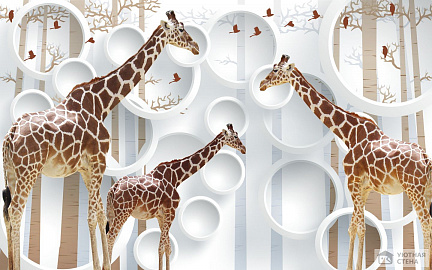 Жирафы на фоне декоративных кругов