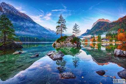 Фотообои Волшебное озеро Хинтер на фоне Баварских Альп