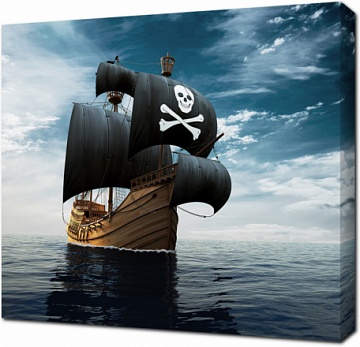 Корабль с пиратским флагом
