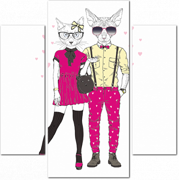 Пара кошек одетые по моде