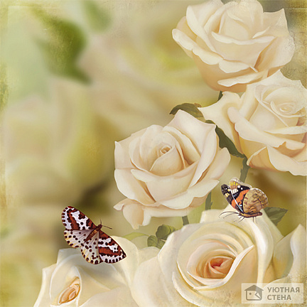 Бабочки на бутонах роз