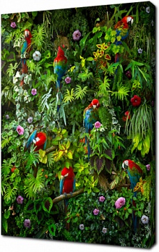 Попугаи Ара на цветущих деревьях