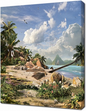 Живописный дикий пляж Полинезии