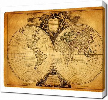 Древняя карта мира с полушариями
