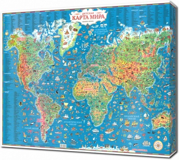 Детская карта мира с животными и названием стран