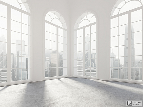 Белый зал с панорамными окнами