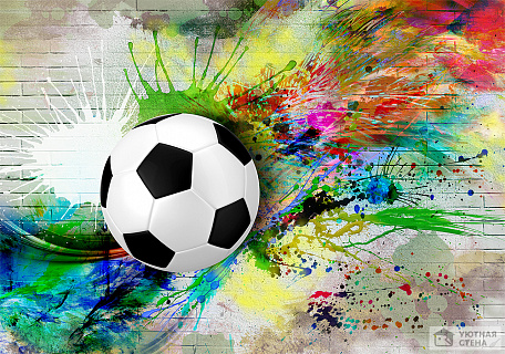 Футбольный мяч и брызги красок