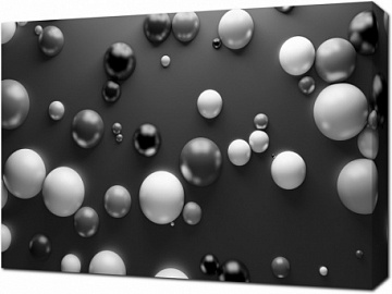 Белые шары 3D на черном фоне