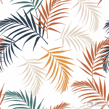 Разноцветные пальмовые листья на белом фоне