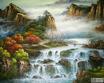 Чарующий пейзаж с водопадом
