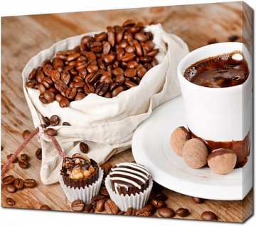 Кофе и шоколадные конфеты