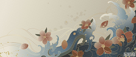 Прекрасный фон с волнами и цветами в восточном стиле