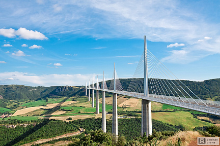 Фотообои Мост Виадук Мийо через долину реки Тарн, Франция