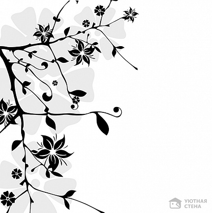 Черно-белые ветви с цветами