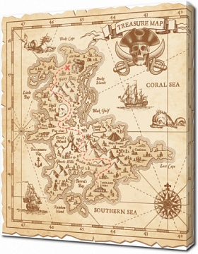 Векторная пиратская карта сокровищ