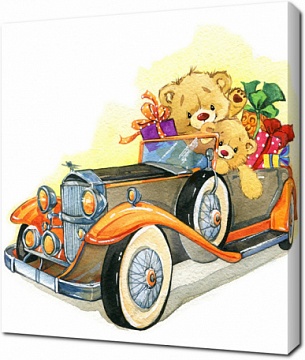 Медведь Тедди в ретро автомобиле