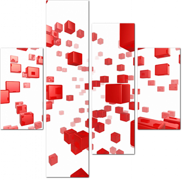 Красные кубы 3D на белом фоне