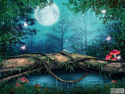 Волшебный лес в лунном свете