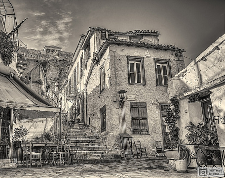 Фотообои Дома в районе Плака под Акрополем. Афины. Греция