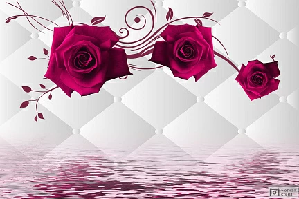 3D малиновые розы