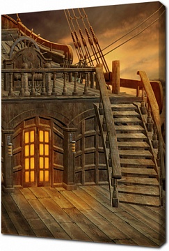 На деревянном пиратском корабле