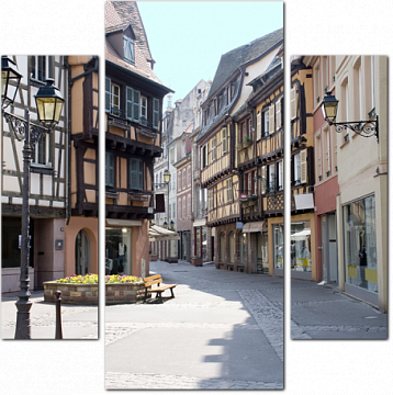 Средневековая улочка город Кольмар. Франция