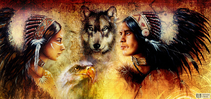 Индейцы с волком